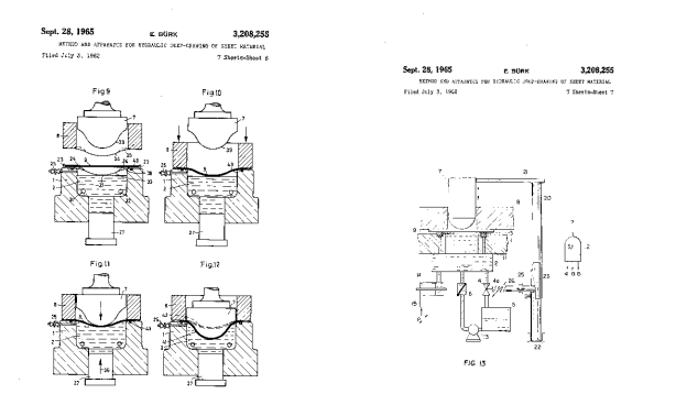 Method and apparatus for hydraulic deep-drawing of sheet material (2) 用于片材的液压深拉的方法和设备(2)