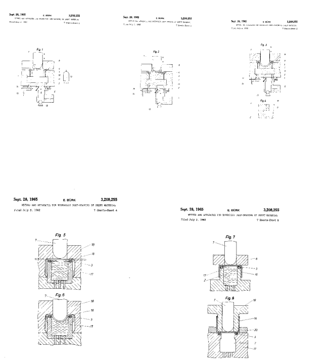 Method and apparatus for hydraulic deep-drawing of sheet material (1) 用于片材的液压深拉的方法和设备(1)